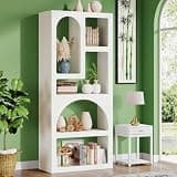 White Arched Bookshelf with 5 Shelves MDF