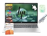 HP 15.6" FHD Touchscreen Laptop Computer with Microsoft Office 365, Windows 11 Laptop, AI Copilot, AMD Ryzen 5 Processor, PLUSERA Earphones, Silver (Silver, 8GB RAM | 1TB Storage)