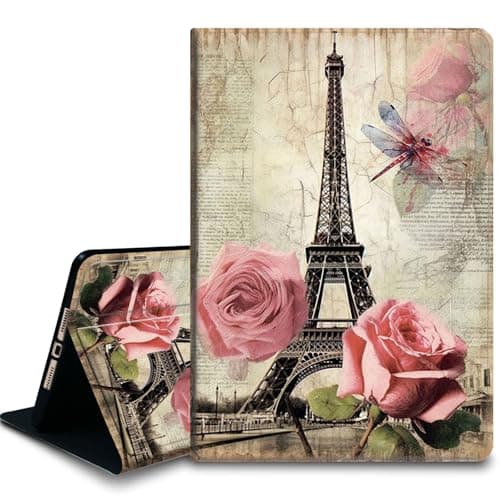 Bxgolkgd Tablet Case for 7" Kindle Paperwhite 2024 (12th Gen) & Kindle Colorsoft Signature Edition,Auto Wake/Sleep Function,Vintage Paris Tower Rose