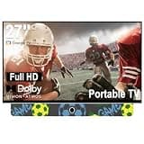 27 Inch Portable Smart TV with Built-in Battery, 1080P FHD Outdoor TV for RV & Camping, HDR10, Dolby Audio, WiFi, Voice Remote, Portable TV for Travel, Bedroom, Game Day & Outdoor Entertainment