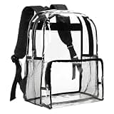 Vorspack Clear Backpack Heavy Duty - Large Clear Backpacks See Through Bookbag for Girls Boys Transparent Bag for Work, Concert, College - Black
