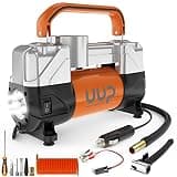 UUP Tire Inflator Air Compressor, 150PSI 12V DC Double Cylinders Heavy Duty Portable Air Pump w/Emergency LED Light for Truck, SUV, Car, RV