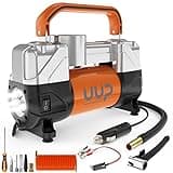 UUP Tire Inflator Air Compressor, 150PSI 12V DC Double Cylinders Heavy Duty Portable Air Pump w/Emergency LED Light for Truck, SUV, Car, RV