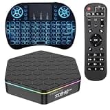 Android TV Box 12.0,T95ZPLUS H618 2GB RAM 16GB ROM Quad-Core Cortex-A53 CPU,2.4GHz/5GHz Dual Band WiFi6 6K Ultra HD Resolution BT 5.0 with Backlit Mini Wireless Keyboard