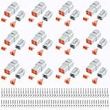 144 PCS Deutsch DTP Connector Kit 4 Pin Automotive Waterproof Electrical Connectors 12 Sets with Size 12 Solid Contacts Gauge 14-12 AWG Wire Size,25A