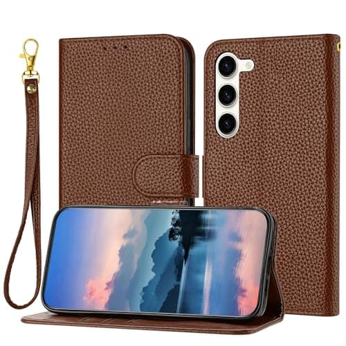 GaliJialiH Wallet Case for Samsung Galaxy S23 Plus for Women and Men,Flip Leather Cover with Card Holder, Shockproof TPU Inner Shell Phone Cover & Kickstand (Brown)