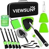 Viewsun Green Windshield Cleaner Tool, 17Pcs Car Interior Cleaning Kit, Detailing Kit Interior Cleaner, Car Detailing Brushes, Cleaning Gel, Inside Cleaning Accessories for Trucks, SUVs, RVs Window