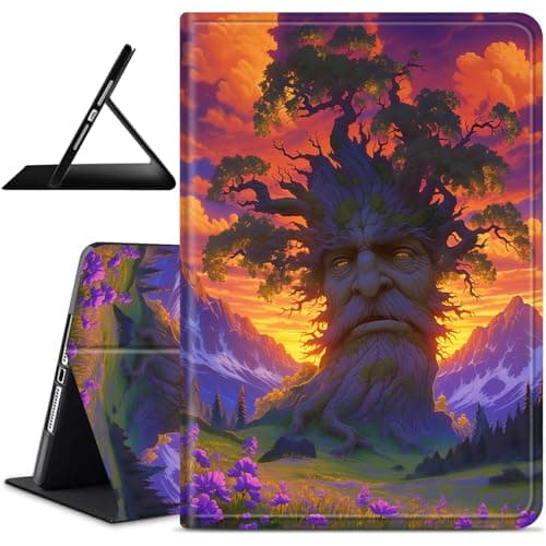 Dikoer for Microsoft Surface Pro 9/10/11 13" 2022/2024 Case, Slim Leather Anti-Slip Multi-Angle Viewing Stand Shockproof Protective Smart Cover for Travel Office, Sunset Trees Flowers