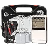 Roscoe Medical TENS Unit and EMS Muscle Stimulator – 16 Electrodes Included, 4-Channel OTC TENS Machine for Back Pain Relief, Lower Back Pain Relief, Neck Pain, Includes Case