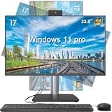23.8 Inch All-in-One Desktop Computer,i7 CPU,8GB RAM 256GB SSD,Win 11 Pro PC,Height Adjustable & Swivel Stand,HD Webcam,WiFi 5, Bluetooth,Built-in Speaker,AIO with Keyboard and Mouse for Home Office