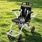 gibxiyza Lightweight Folding Transport Wheelchair with 360° Front Wheels - Portable Adults Senior Travel Chair (up to 200lbs) 15.75" Seat for Travel, Camping A
