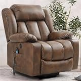 Power Lift Recliner Chair for Seniors with Heat Massage Comfort Leather Electric Recliner Chair with Cup Holders Side Pockets Adjustable Footrest for Living Room