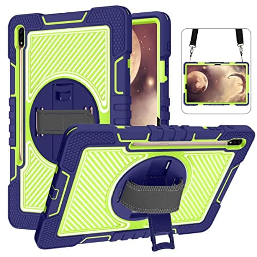 OWSIHNZBF For Samsung Galaxy Tab S8 Plus 12.4 Inch 2022 / S7 Fe .. 2021 & Plus 124 Inch 2020 Shockproof Protective Cover 360 Degree Rotating Holder Case Tablet Case (Bule + Green)