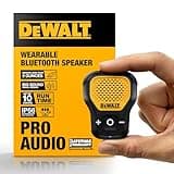 DEWALT Wearable Bluetooth Speaker, Clip-On Wireless Jobsite Pro Water-Resistant Portable Speaker (Non-Magnetic), Built-in Mic for Hands-Free Music/Calls, Bluetooth Speaker (Yellow)