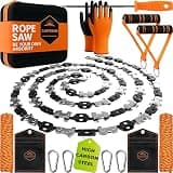 CAMPNDOOR High Limb Rope Saw 53 In - Zero Effort 360 Rope Chain Saw - Sharp Manual Tree Limb Cutter - Hand Chainsaw with Ergonomic Handles and Carrying Case - Fast and Easy Pocket Chainsaw