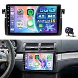 Hiolpen 4+64G Android 15 Radio for BMW 3 Series 325i 330i M3 (E46) 1998-2006 Wireless CarPlay Android Auto Car Stereo 5G WiFi GPS AHD Backup Camera Bluetooth 5.0 FM RDS DSP