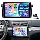 Hiolpen 4+64G Android 15 Radio for BMW 3 Series 325i 330i M3 (E46) 1998-2006 Wireless CarPlay Android Auto Car Stereo 5G WiFi GPS AHD Backup Camera Bluetooth 5.0 FM RDS DSP
