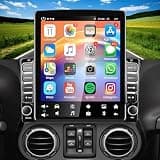 2+64G Double Din Car Radio Upgrade for Jeep Wrangler JK 2007-2017 Stereo Replacement Head Unit w/Wireless CarPlay Android Auto 9.7'' Vertical Touch Screen Audio Receiver Bluetooth GPS WiFi Camera Mic