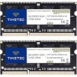 Timetec 16GB KIT(2x8GB) DDR3L / DDR3 1600MHz (DDR3L-1600) PC3L-12800 / PC3-12800 Non-ECC Unbuffered 1.35V/1.5V CL11 2Rx8 204 Pin SODIMM Laptop Notebook PC Computer Memory RAM Module Upgrade Black PCB