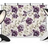 Purple Florals Backdrop 8x6ft Farmhouse Botanical Peonies Vintage Leaves Photography Backdrop Photoshoot Background Tapestry Banner for Birthday Baby Shower Decoration Party Video Photo Studio Props