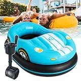 XIVUIFOI Motorized Pool Float,Electric Pool Bumper Boat w/46W Omnidirectional Thruster & 2600mAh,Powered Pool Lounger for Pool Parties, Vacation Homes (Blue 1battery)