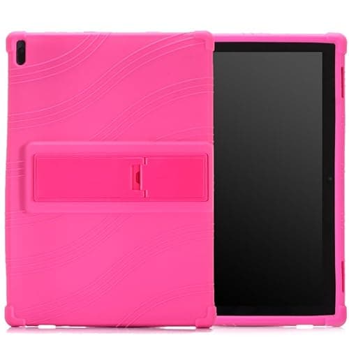 Juaupepo Soft Silicone Case for Lenovo Tab 4 10 (TB-X304F) /Tab 4 10 Plus (TB-X704F), with Kickstand Shockproof Protective Cover with Thickened Cornors Kids Friendly (Rose)