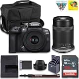 Canon EOS R10 Mirrorless Camera Kit | 24.2MP APS-C Sensor with RF-S 18-45mm Lens | 4K Video Dual Pixel AF Compact Travel Photography (5331C016) + Canon RF-S 55-210mm Lens + 128GB Card + Bag