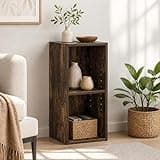 Furevol 2-Tier Narrow Bookshelf, 10-Inch Width Bookcase, Book Shelf with Storage Shelf, 9.3 x 9.8 x 21.2, for Living Room, Home Office, Bedroom, Amber Pine