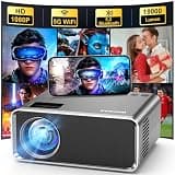FUDONI Projector with WiFi and Bluetooth 4K Supported, Upgraded 18000L Outdoor Movie Projectors Native 1080P FHD, Video Projector for Home Theater, Compatible w/HDMI/USB/iOS/Android/Windows/TV Stick