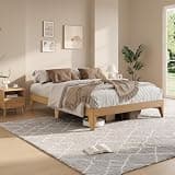 Garvee Full Size Wood Platform Bed Frame, Wooden Legs and Wooden Slats Support, Sturdy Metal Central Structure, No Box Spring Needed, Easy Assembly
