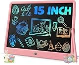 TEKFUN 15 Inch LCD Writing Tablet for Girls Ages 8–12, Large Drawing Tablet for Kids, Screen-Free Writing Pad for Learning & Quiet Time, Creative Christmas Gift for 8 9 10 Year Old Girl (Pink)