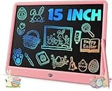 TEKFUN 15 Inch LCD Writing Tablet for Girls Ages 8–12, Large Drawing Tablet for Kids, Screen-Free Writing Pad for Learning & Quiet Time, Creative Christmas Gift for 8 9 10 Year Old Girl (Pink)