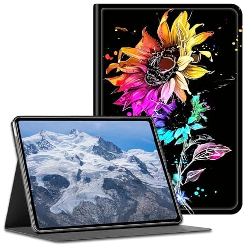 BFDHGQZC Case for Kindle Fire HD 8 & Fire HD 8 Plus Tablet (12th /10th Generation, 2024/2022/2020 Release) PU Leather Shockproof Stand Protective Cover with Auto Wake/Sleep,Colorful Sunflowers
