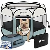Dog Cat Playpen Indoor Outdoor for Puppy Pet Dogs Cat Recovery After Surgery, Dog Tent Crates Cage Indoor/Outdoor, Portable Pop Up Kennel with Carrying Case for Travel (Grey with Pad, Small)