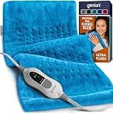 GENIANI Electric Heating Pad for Back Pain & Cramps Relief, Electric Throw, Self Care Gifts for Women, Heating Pad for Neck & Shoulder, Machine Washable Microplush, Auto Shut Off (12×24", Aqua Blue)