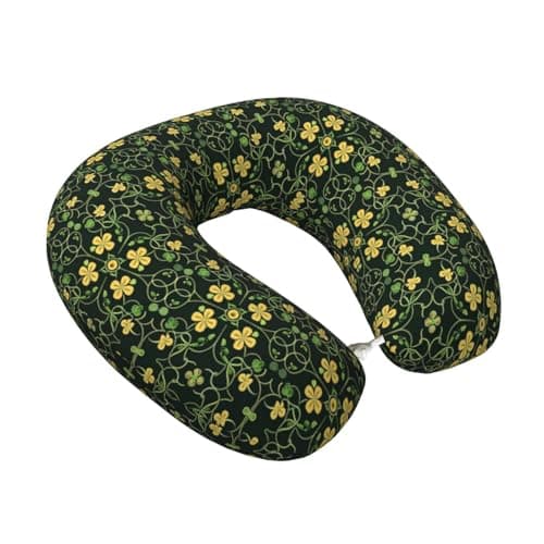 Fuzquwu St. Patrick's Day (6) Pattern Neck Pillow for Traveling Airplane,Pure Memory Foam U-Shaped Neck Pillows for Flight Headrest Sleep