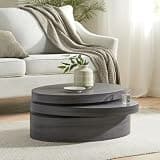 agnixnaf Matte Black Round Coffee Table, MDF Center Table, Modern, for Living Room