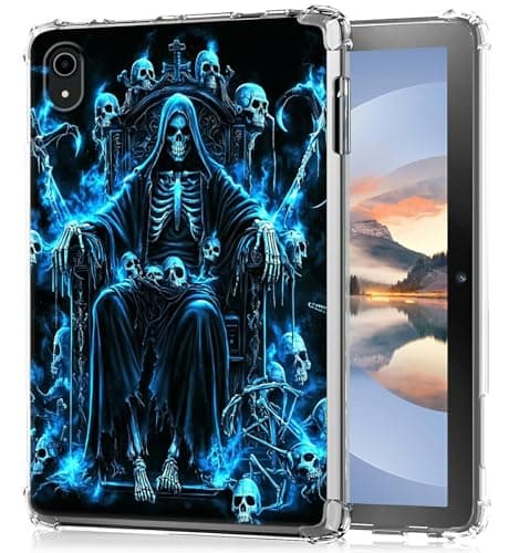 HEAKIERG Clear Case for iPad Mini 7 (A17 Pro) 7th Generation 2024/iPad Mini 6th Generation 2021 8.3 Inch Tablet, Transparent TPU Silicone Protective Shell Shockproof Cover Case, Blue Skull