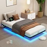Mashomdec Twin XL Size Floating Metal Bed Frame with Smart LED Lights & Charging Station, Metal Platform Bed Base No Box Spring Needed, Easy Assembly, Noise Free