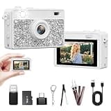 Trunsif Mini Camera - 2K Mini Digital Camera with 16GB Card, Long Battery Life,Travel Vlog & Photo Shooting Anytime,Fashion Accessories, Necklace & Keychain Camera, Gifts for Friends and Women,White