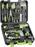 PULITUO Drill Set, 149-Piece Home Tool Set with Green 12V Cordless Drill, Tool Box, Hand Tool Kits for Women & Men and DIY Enthusiasts, for Home Improvement