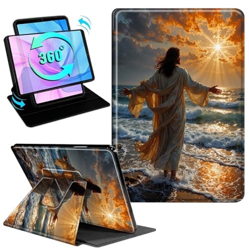 Gmeyutqy Case for Kindle Fire HD 10 & 10 Plus Tablet(13th/11th Gen, 2023/2021 Release) 10.1", 360 Degree Rotating Swivel Stand Flip Cover with Auto Sleep/Wake, Beach Sunrise