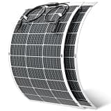 Viewsun Flexible Solar Panel 2PCS 100 Watt, Fiberglass Bendable Solar Panels 16BB Mono Cell, Lightweight & Urtra-Thin for RV, Camping, Boat, Balcony, Roof, Yacht,Uneven Surface