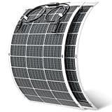 Viewsun Flexible Solar Panel 2PCS 100 Watt, Fiberglass Bendable Solar Panels 16BB Mono Cell, Lightweight & Urtra-Thin for RV, Camping, Boat, Balcony, Roof, Yacht,Uneven Surface