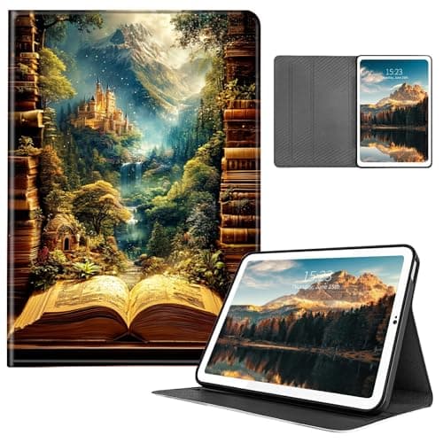 HEAKIERG Case for Microsoft Surface Pro 9/10/11 13 Inch 2022/2024, PU Leather Stand Shell Multiple Viewing Angles Shockproof Protective Cove for Woman Men, Retro Mountain Books