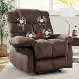 ANJ Manual Massage Recliner Chair with Heat for Adults, Single Recliners with Soft Fabric, Ergonomic Reclining Sofa with Overstuffed Armrests and Backrest for Living Room, Coffee Brown