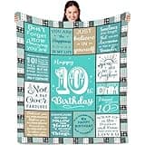 Birthday Gifts for Women Girls Throw Blanket 60"X50",Birthday Decorations for Women, Happy Bday Present for Female Throw,for Her Friend Mom Grandma Wife (60 * 50in, 10th)