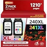 PFKink 240XL 241XL Ink Cartridges Combo Pack Replacement for Canon 240 241, PG-240XL CL-241XL Compatible with PIXMA MG3620 MG3520 MG3600 TS5100 TS5120 MX472 MX452 MX512 Printers (1 Black, 1 Tri-Color)