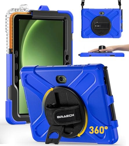 BRAECN Case for Samsung Galaxy Tab Active 5Pro 2025/Active 4Pro 2022 / Active Pro 2019 10.1 Inch Heavy Duty Rugged Protective Cover 360°Rotating Kickstand & Hand Strap Pencil Holder Shoulder Strap