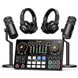 MAONO Podcast Equipment Bundle for 2: Audio Interface Mixer with 2 XLR Dynamic Mic and 2 Headphone Podcast Streaming MaonoCaster E2 Gen2+2*PD100+2*MH700